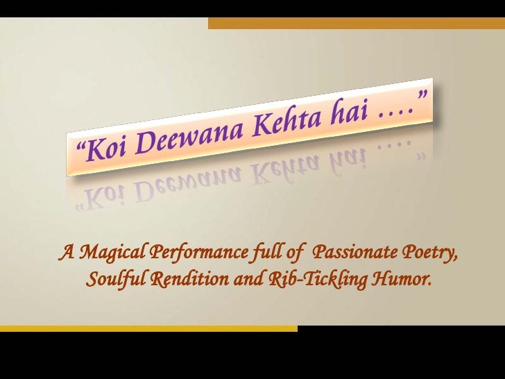 Koi Deewana Kehta Hai Lyrics Pdf